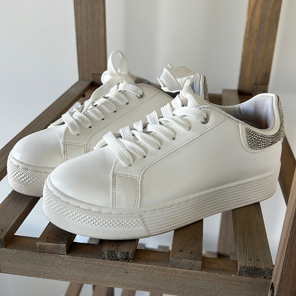 White sparkly chunky sneakers